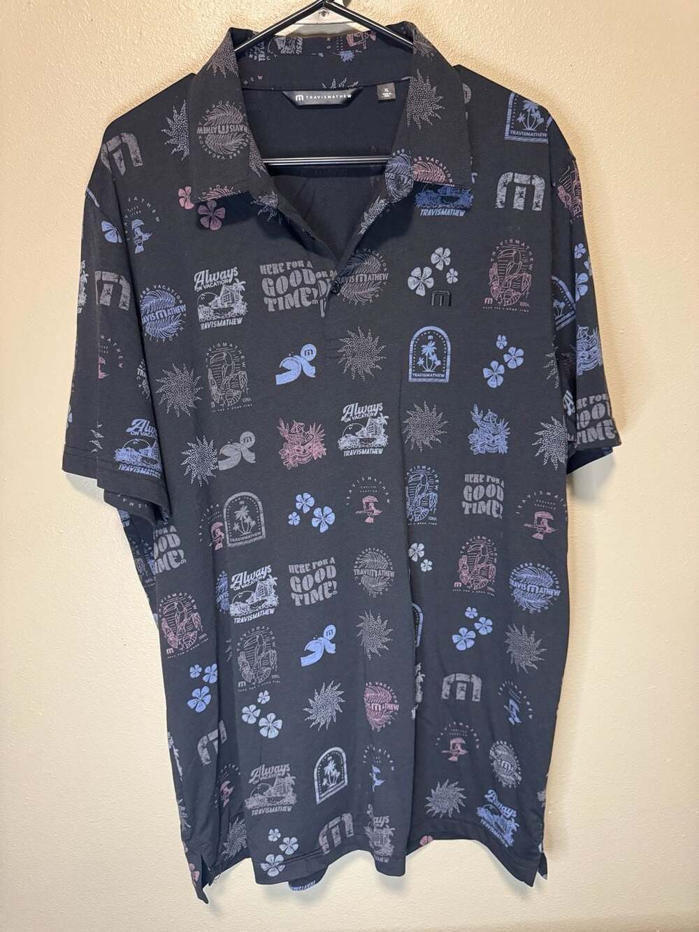 TravisMathew Tourist Season Golf Polo Shirt Black XL